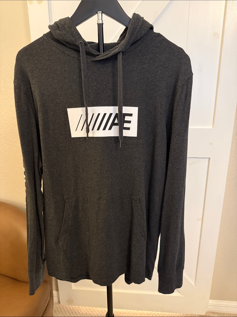 American Eagle Outfitters Charcoal Hoodie with White Logo